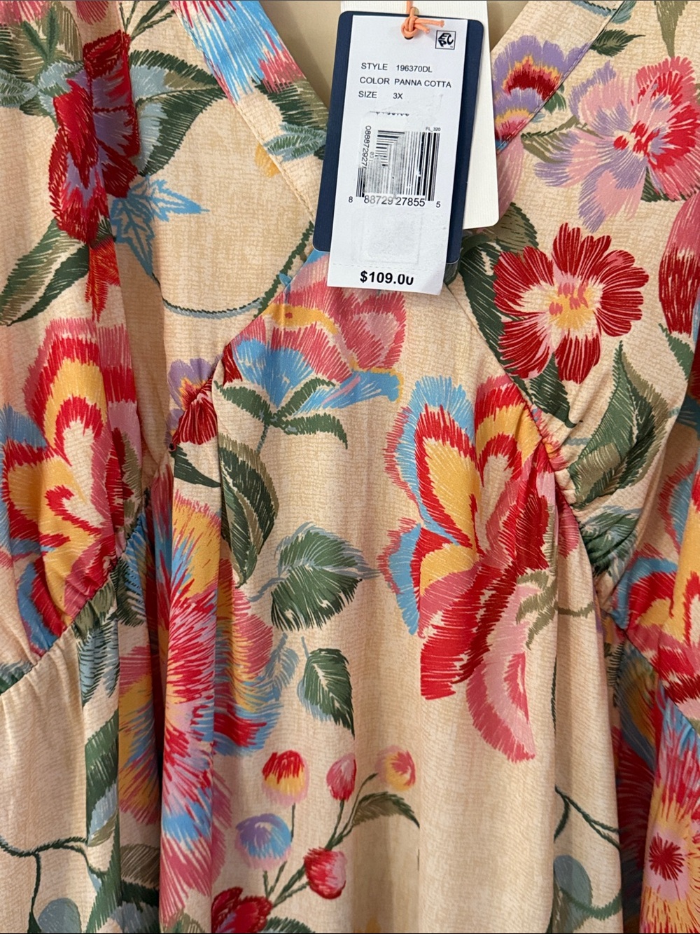 Skies Are Blue Floral Maxi Dress in Cream with Red & Blue Blooms - Picture 7 of 7